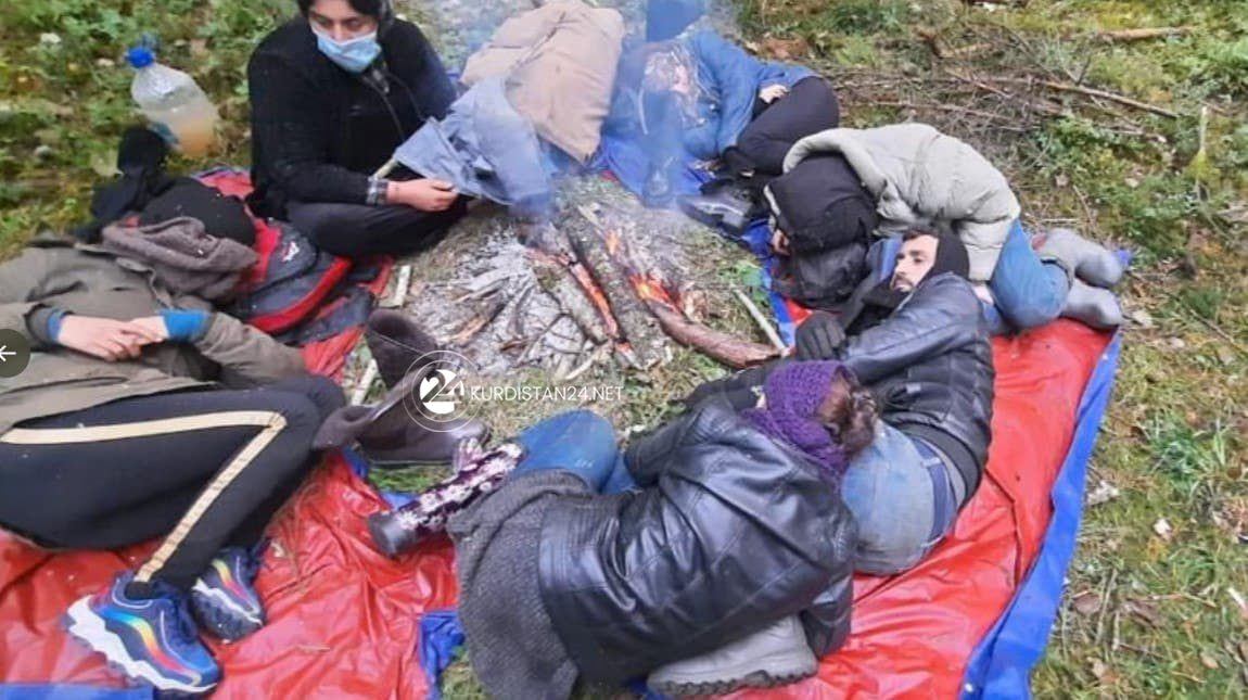 Kurdish migrants on Belarus's border with Poland and Lithuania. (Photo: K24)